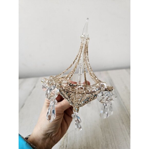 Chandelier sparkle glitter ornament large shabby chic diva unique vintage Xmas - Picture 9 of 10